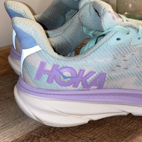 Hoka One One Clifton 9 Athletic Shoes Green Sunlit Ocean/Lilac Mist Size 10.5B - Picture 5 of 16